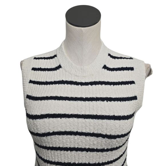 NWT‎ Madewell Off White/Black Striped Nubby Boucle-Knit Sweater Tank Size Small - Picture 7 of 9